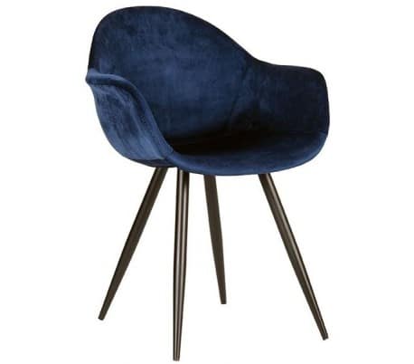 Forli spisesbordsstol i velour og metal H83 cm - Sort/Blå