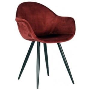 Forli spisesbordsstol i velour og metal H83 cm - Sort/Bordeaux