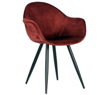 Forli spisesbordsstol i velour og metal H83 cm - Sort/Bordeaux