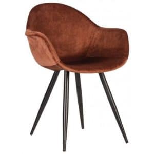 Forli spisesbordsstol i velour og metal H83 cm - Sort/Rust