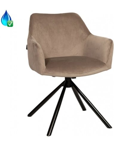 Furtado rotérbar spisebordsstol i velour H80 cm - Sort/Taupe