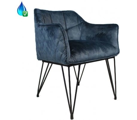 Jayron Spisebordsstol i velour H81 cm - Sort/Blå