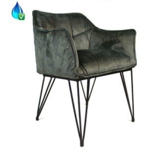 Jayron Spisebordsstol i velour H81 cm - Sort/Grøn