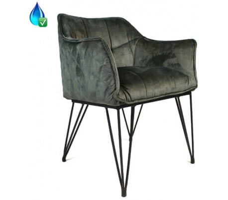Jayron Spisebordsstol i velour H81 cm - Sort/Grøn
