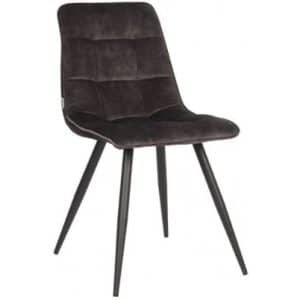Jelt spisesbordsstol i velour og metal H85 cm - Sort/Antracit
