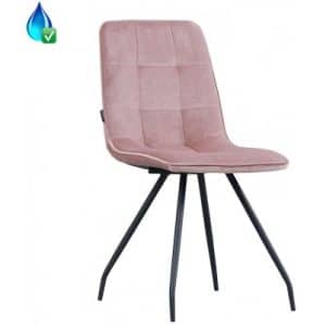 Lisa Spisebordsstol i velour H81,5 cm - Sort/Rosa