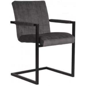Milo spisesbordsstol i velour og metal H85 cm - Industriel sort/Antracit