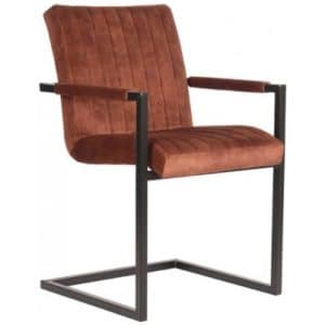 Milo spisesbordsstol i velour og metal H85 cm - Industriel sort/Rust