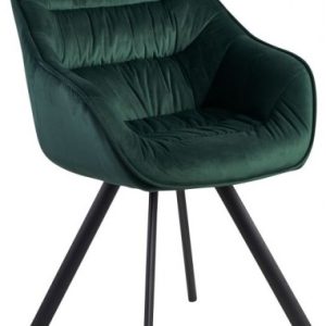 Spisebordsstol i metal og velour H85 cm - Sort/Grøn