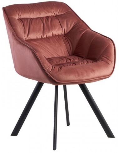 Spisebordsstol i metal og velour H85 cm - Sort/Rosa