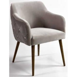 Spisebordsstol i velour og egetræ H82 cm - Pigmenteret/Taupe
