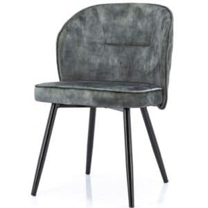 Spisebordsstol i velour og metal H79 x B54 cm - Grøn