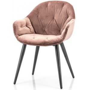 Spisebordsstol i velour og metal H82 x B58 cm - Pink
