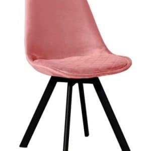 Soof spisebordsstol i metal og velour H84 cm - Sort/Rosa