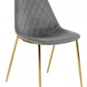 Tara spisebordsstol i metal og velour H84 cm - Guld/Grå