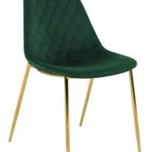 Tara spisebordsstol i metal og velour H84 cm - Guld/Mørkegrøn