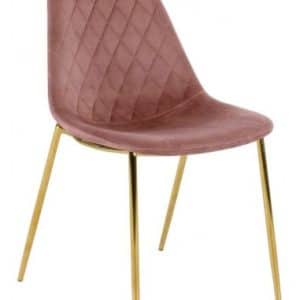 Tara spisebordsstol i metal og velour H84 cm - Guld/Rosa