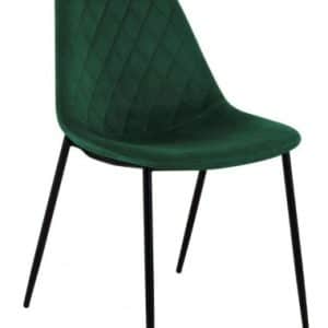Tara spisebordsstol i metal og velour H84 cm - Sort/Mørkegrøn