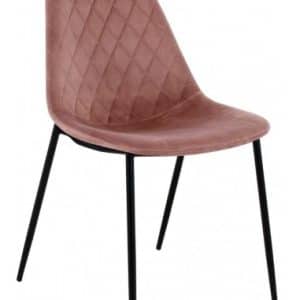 Tara spisebordsstol i metal og velour H84 cm - Sort/Rosa