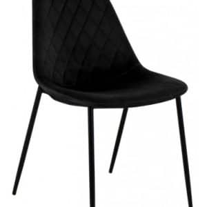 Tara spisebordsstol i metal og velour H84 cm - Sort/Sort
