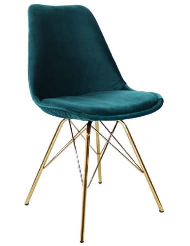 Bucket spisebordsstol i metal og velour H85 cm - Guld/Blå