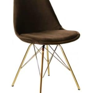 Bucket spisebordsstol i metal og velour H85 cm - Guld/Brun