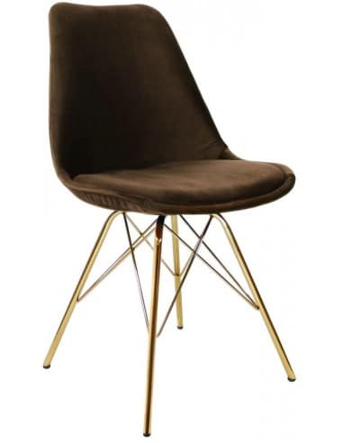 Bucket spisebordsstol i metal og velour H85 cm - Guld/Brun