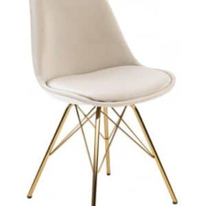 Bucket spisebordsstol i metal og velour H85 cm - Guld/Champagne