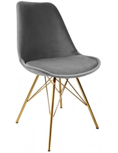 Bucket spisebordsstol i metal og velour H85 cm - Guld/Grå