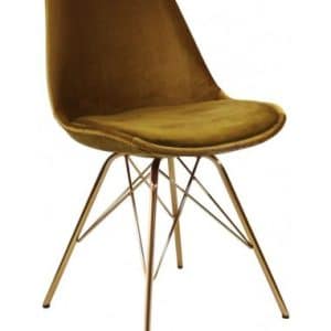 Bucket spisebordsstol i metal og velour H85 cm - Guld/Gylden