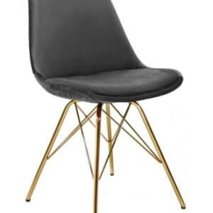 Bucket spisebordsstol i metal og velour H85 cm - Guld/Mørkegrå