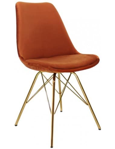 Bucket spisebordsstol i metal og velour H85 cm - Guld/Orange