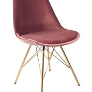 Bucket spisebordsstol i metal og velour H85 cm - Guld/Rosa
