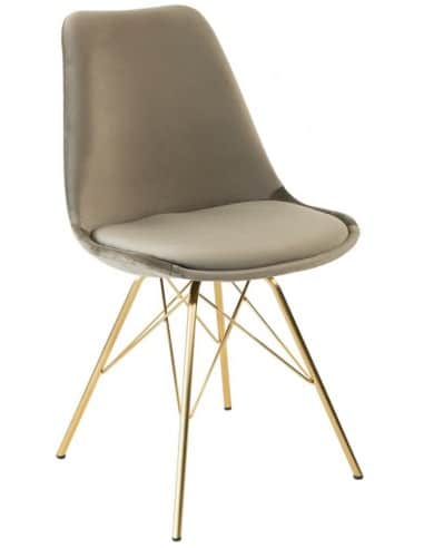 Bucket spisebordsstol i metal og velour H85 cm - Guld/Taupe