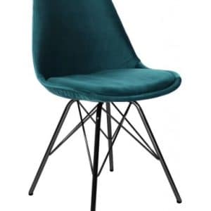 Bucket spisebordsstol i metal og velour H85 cm - Sort/Blå