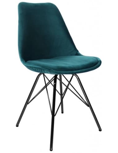 Bucket spisebordsstol i metal og velour H85 cm - Sort/Blå