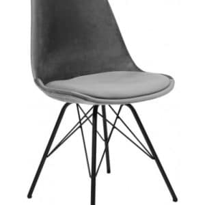 Bucket spisebordsstol i metal og velour H85 cm - Sort/Grå