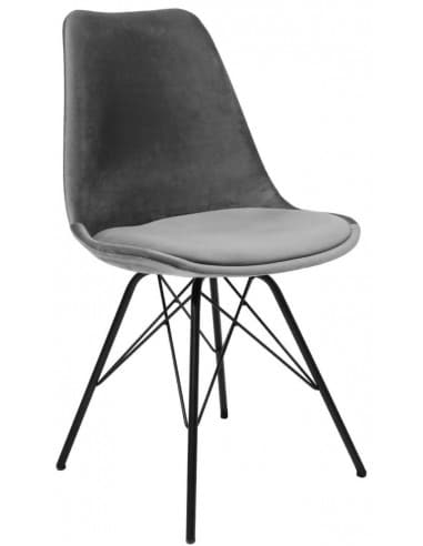 Bucket spisebordsstol i metal og velour H85 cm - Sort/Grå