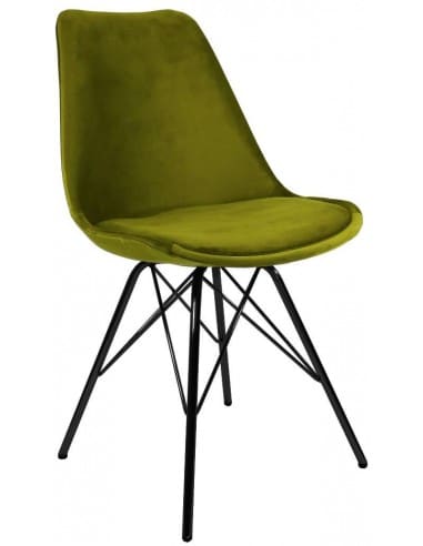 Bucket spisebordsstol i metal og velour H85 cm - Sort/Grøn