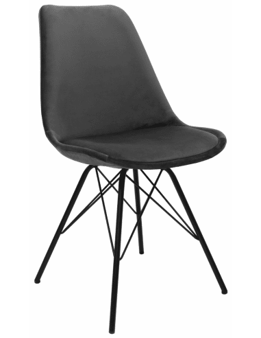 Bucket spisebordsstol i metal og velour H85 cm - Sort/Mørkegrå