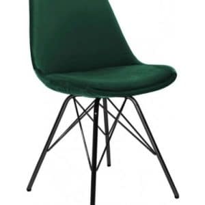 Bucket spisebordsstol i metal og velour H85 cm - Sort/Mørkegrøn