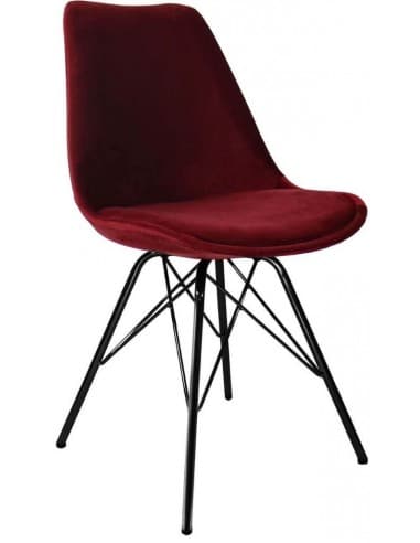 Bucket spisebordsstol i metal og velour H85 cm - Sort/Mørkerød