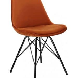 Bucket spisebordsstol i metal og velour H85 cm - Sort/Orange