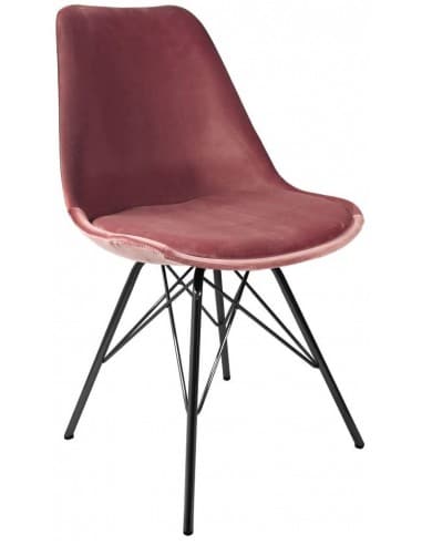 Bucket spisebordsstol i metal og velour H85 cm - Sort/Rosa