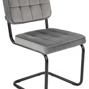 Ivy spisebordsstol i metal og velour H84 cm - Sort/Grå