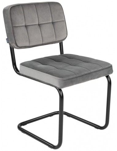 Ivy spisebordsstol i metal og velour H84 cm - Sort/Grå