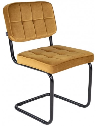 Ivy spisebordsstol i metal og velour H84 cm - Sort/Gylden
