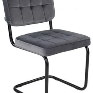 Ivy spisebordsstol i metal og velour H84 cm - Sort/Mørkegrå