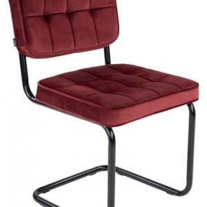 Ivy spisebordsstol i metal og velour H84 cm - Sort/Mørkerød