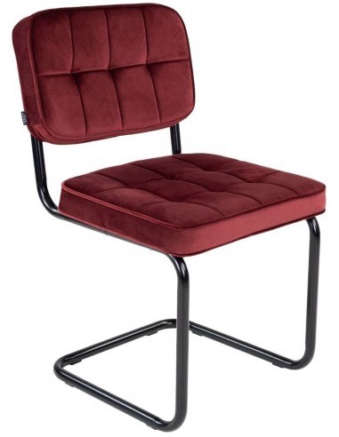 Ivy spisebordsstol i metal og velour H84 cm - Sort/Mørkerød